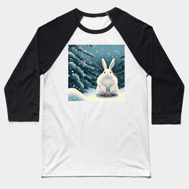 Angora Rabbit Flemish Giant Bunny in the Christmas Party Baseball T-Shirt by wigobun